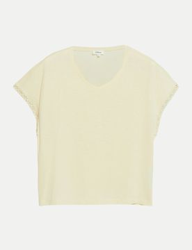 RED LABEL T-Shirt zarten Spitzendetail Beige 40