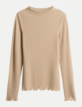 Unterzieher mit Rippenstruktur Beige 44