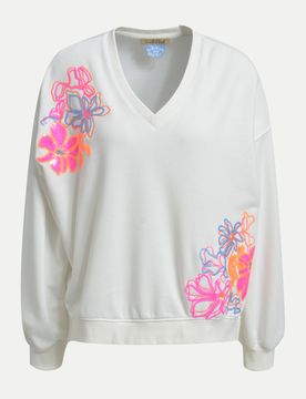 Sweatshirt mit Stickerei Weiß M