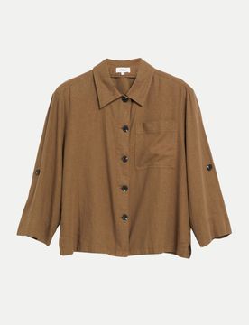 RED LABEL Leinenmix-Bluse im Relaxed Fit Braun 42