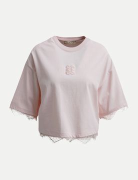 Boxy-Fit T-Shirt mit Spitze Rosa S