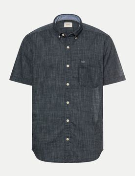 Kurzarmhemd mit Kontrastdetails Blau M