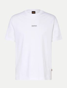 Orange T-Shirt mit Schriftzug Weiß S