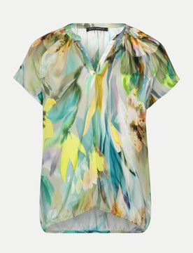 Kurzarm-Bluse mit floralem Allover-Print Mehrfarbig 40