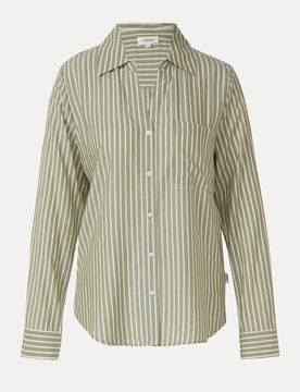 Red Label Bluse Mit Streifenmuster S.Oliver Red Label 40 Regular Fit,Lang,Casual,Damen,Hemdblusenkragen,Grün,Gestreift,Viskose