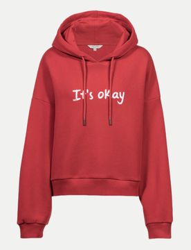 Hoodie mit Schriftzug Rot S