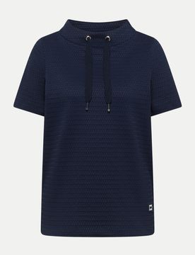 Cecil T-Shirt mit Stehkragen Blau M