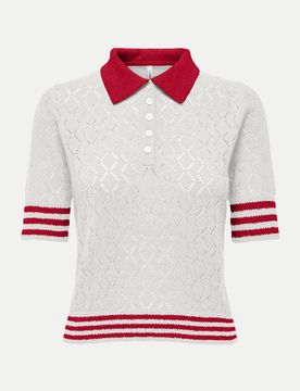 Strukturiertes Poloshirt Weiß S