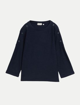 Langarmshirt mit Knopf-Details Blau L