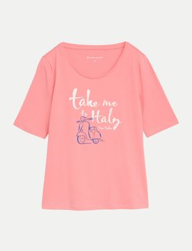 T-Shirt mit Print Rosa XL