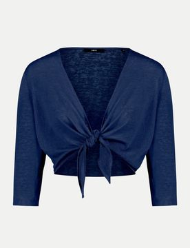 Bolero mit 3/4 Arm zum Binden Blau 36