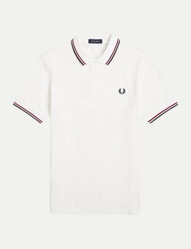 Poloshirt mit Doppelstreifen Weiß S