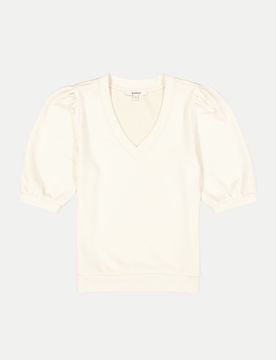 Kurzarm-Sweatshirt mit Ballonärmeln Weiß M