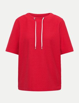 Strukturshirt mit Tunnelzug Rot L