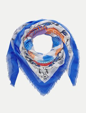 Tuchschal mit Snoopy-Design Blau 110X110CM
