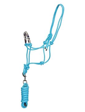 Knotenhalfter mit Strick HVP LAMU powder blue Cob