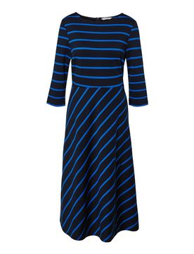 Gestreiftes Jerseykleid - Damen - Gr. S - dunkelblau/gestreift - dunkelblau