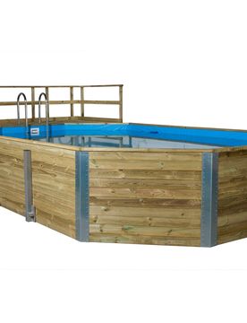 Massivholz-Gartenpool inkl. Abdeckhaube - naturfarben - naturfarben