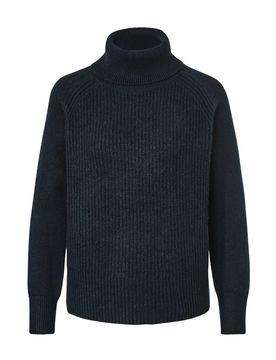 Grobstrickpullover mit Rollkragen - Damen - Gr. S - dunkelblau - dunkelblau