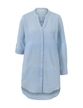 Gestreifte Longbluse - Damen - Gr. 40 - hellblau/gestreift - hellblau