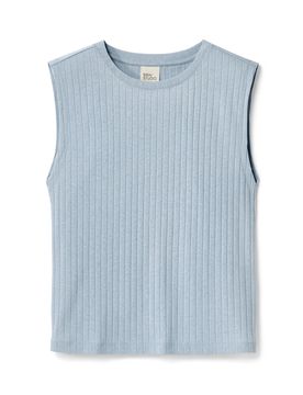 Geripptes Shirt - Baumwoll-Hanf-Mix - Gr. M - blau - blau