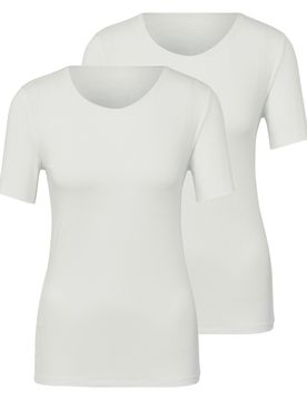 Kurzarm-Hemdchen - Damen - Gr. S - weiß - weiß