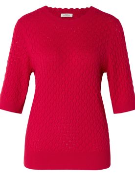 Kurzarmpullover mit -Muster - Damen - Gr. S - rot - rot