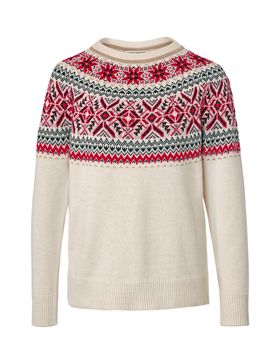Norweger-Strickpullover - Damen - Gr. S - creme/jacquard - creme
