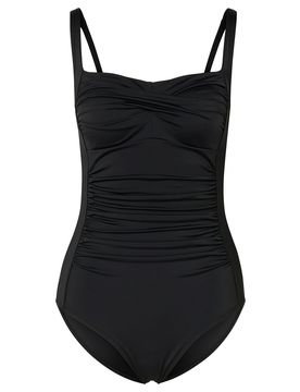 Figurformender Badeanzug - Damen - Gr. 46 - schwarz - schwarz