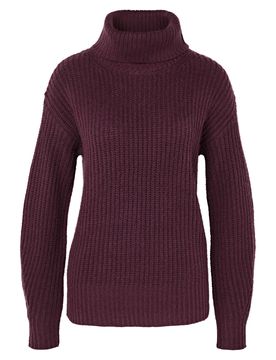 Grobstrickpullover mit Rollkragen - Damen - Gr. L - bordeaux - bordeaux