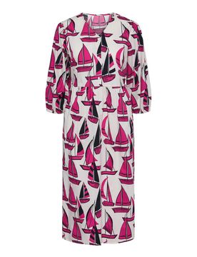 Midikleid mit Print - Damen - Gr. 38 - weiß - weiß