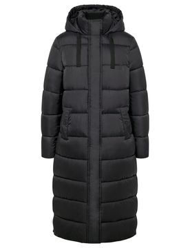 Steppmantel mit Kapuze - Damen - Gr. 38 - schwarz - schwarz