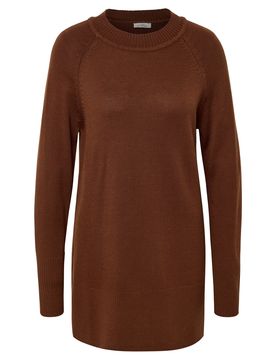 Langer Strickpullover - Damen - Gr. L - cognac - cognac
