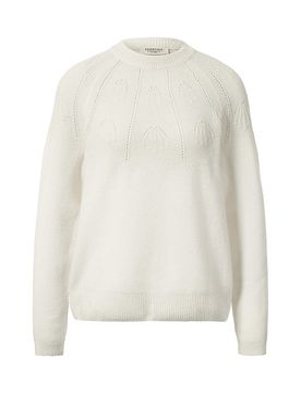 Strickpullover mit Wolle - Damen - Gr. M - weiß - weiß