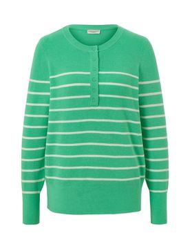 Gestreifter Feinstrickpullover - Damen - Gr. M - creme/gestreift - creme