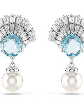 Idyllia Drop-OhrhÃ¤nger, Kristallperle, Muschel, Blau, Rhodiniert Unisex OS