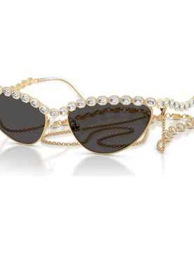 Sonnenbrille, Cat-eye-Form, Kette, Grau Unisex OS