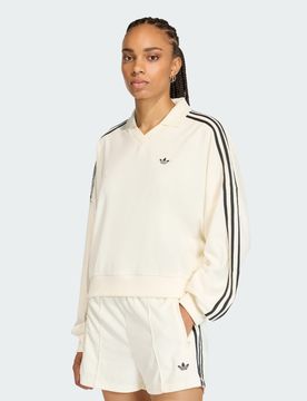 Polo in spugna collo a V maniche lunghe XS Off White