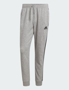 Pantaloni Essentials Fleece Tapered Cuff 3-Stripes S Medium Grey Heather / Black