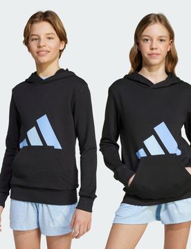 Felpa con cappuccio Essentials Junior 9-10A Black / Blue Fusion / Glow Blue