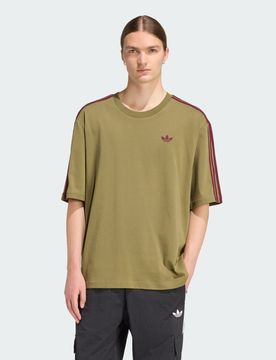 T-SHIRT ADICOLOR 3 STRIPES OVERSIZED Focus Olive / Maroon