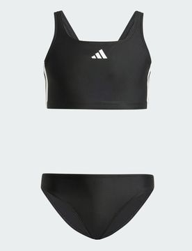 Bikini 3-Stripes V-Back Junior 7-8A Black / White