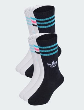 Calzini a 3 Strisce Crew 6 paia bambini Black / White / Samba Blue / Bliss Blue