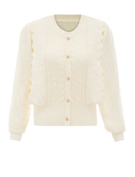 NAEMI Cárdigan blanco lana