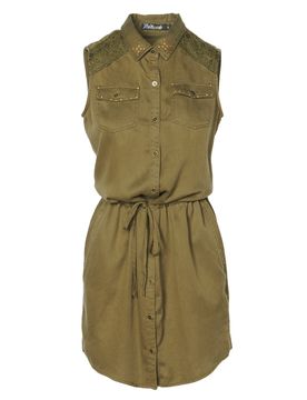 KOROSHI Vestido camisero caqui