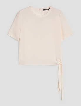 T-shirt in crepe de chine donna avorio