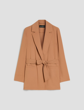 Blazer fluido con cintura donna cuoio