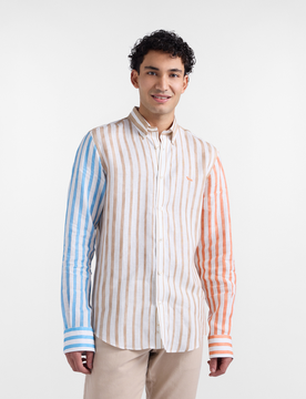 Harmont&blaine camicia a righe con stampa degrade uomo gold shine