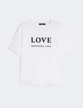 T-shirt con stampa e ricami donna bianco