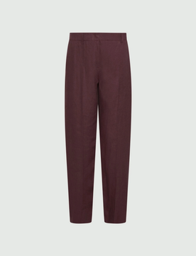 Pantalone in tela di lino donna marrone